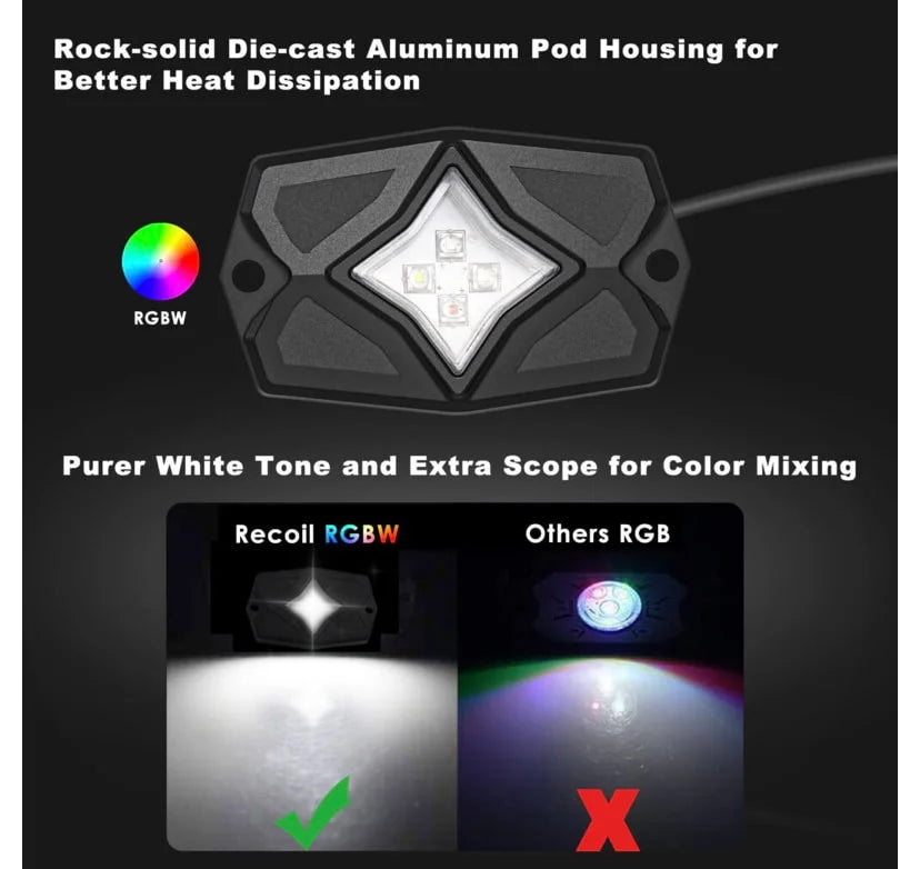 RECOIL Waterproof RGBW LED Rock Lights 8 Pods